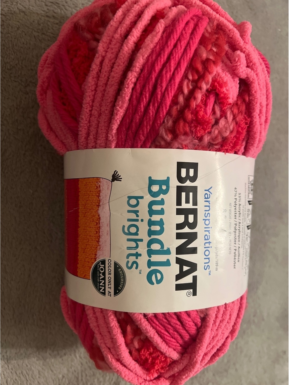 Bernat Bundle Brights Super Bulky Yarn in Gumball Pink